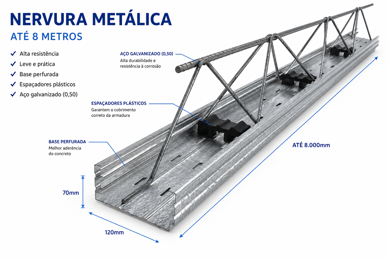 Nervura Metálica - Calha com Treliça TG12
